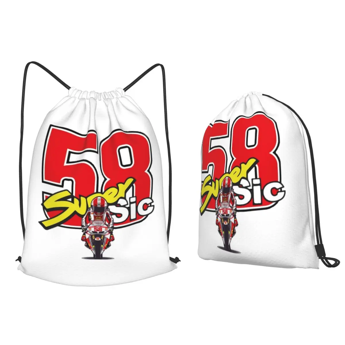 Marco Simoncelli 58 Super Sic Backpacks Fashion Drawstring Bags Sundries Bag Book Bags for Man Woman Students