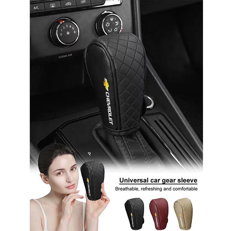Capa de couro para alça de mudança de carro, decoração protetora para chevrolet onix cruze silverado impala equinox malibu tahoe cobalto
