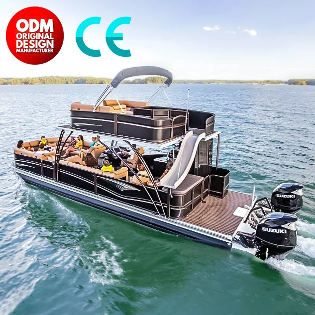 El Mejor Bote Pontón de Dos Pisos Kinocean de 30 pies, Nuevo Yate, Bote para Pasajeros y Eventos, Bote para Fiestas, Bote Turístico con Tobogán