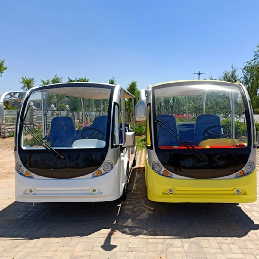 Scenic Tourist Bus 15-Seater Electric Sightseeing Bus With Roof Ambient Light Energy Saving Park Outdoor Playground Bus