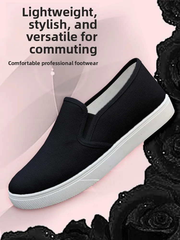 Weiße Slip-On Canvas-Schuhe, rutschfeste, flache Arbeits- und Freizeitschuhe, Unisex-Sneaker – Detail 3