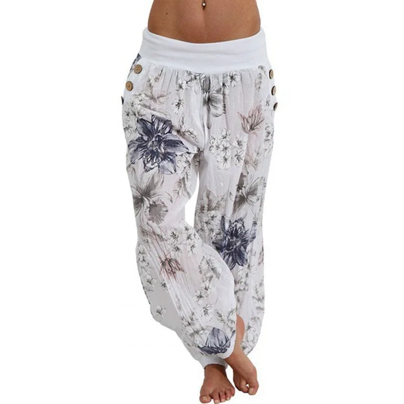 Krisnanas 11 Colors S-3xl Printed Women Pants 2025 Lazy Elastic Waist Full-length Comfort Wide-leg Pant Woman's Clothes 72819
