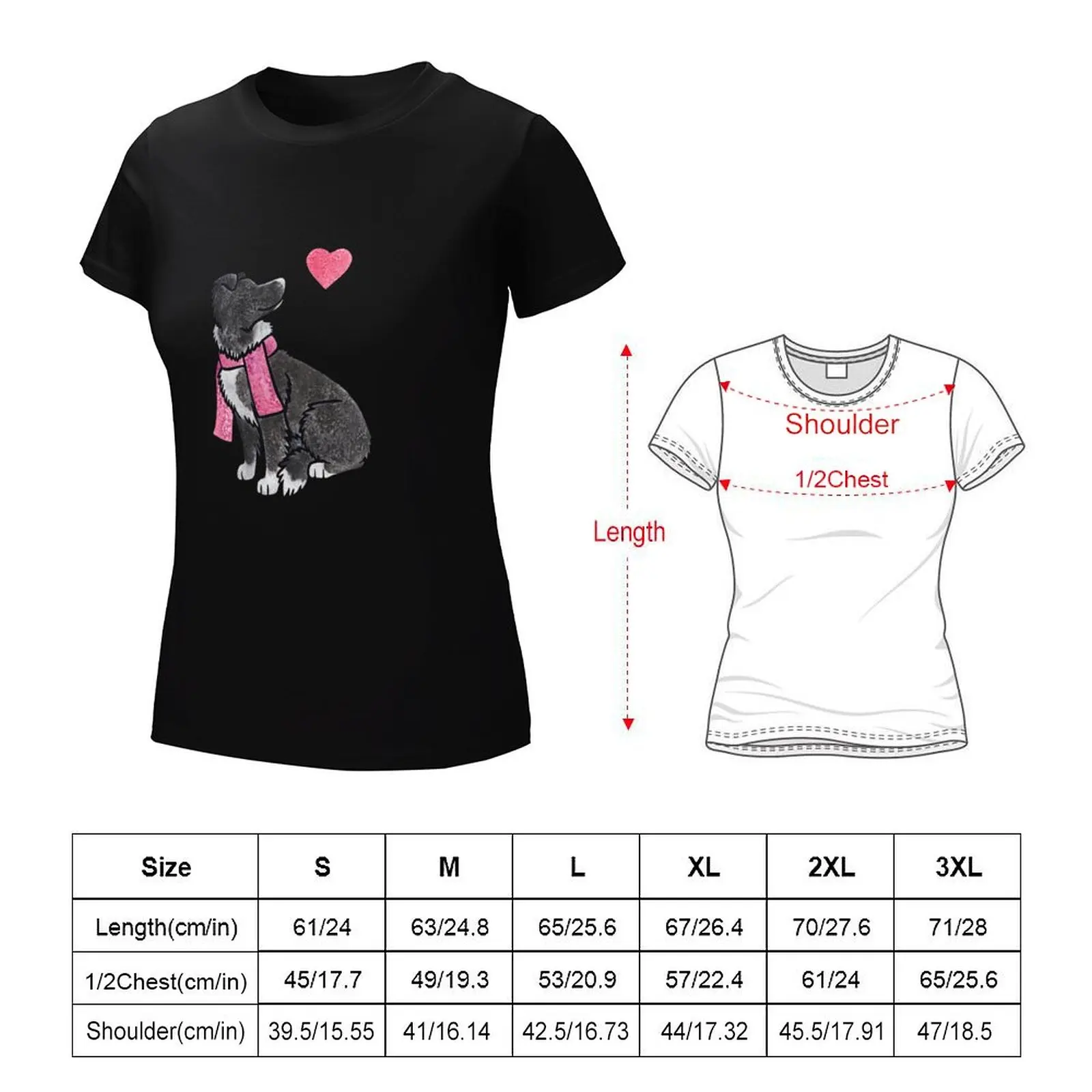 Watercolour Border Collie T-Shirt cute tops Female clothing oversized hippie clothes T-shirts for Women