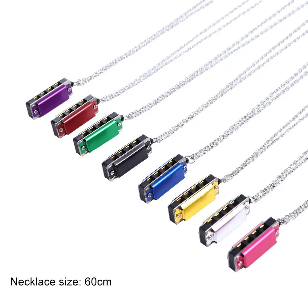 Korean Mini Harmonica Pendant Necklace Vintage 4-Hole 8-Tone Mouth Organ Necklace for Couple Jewelry Accessories