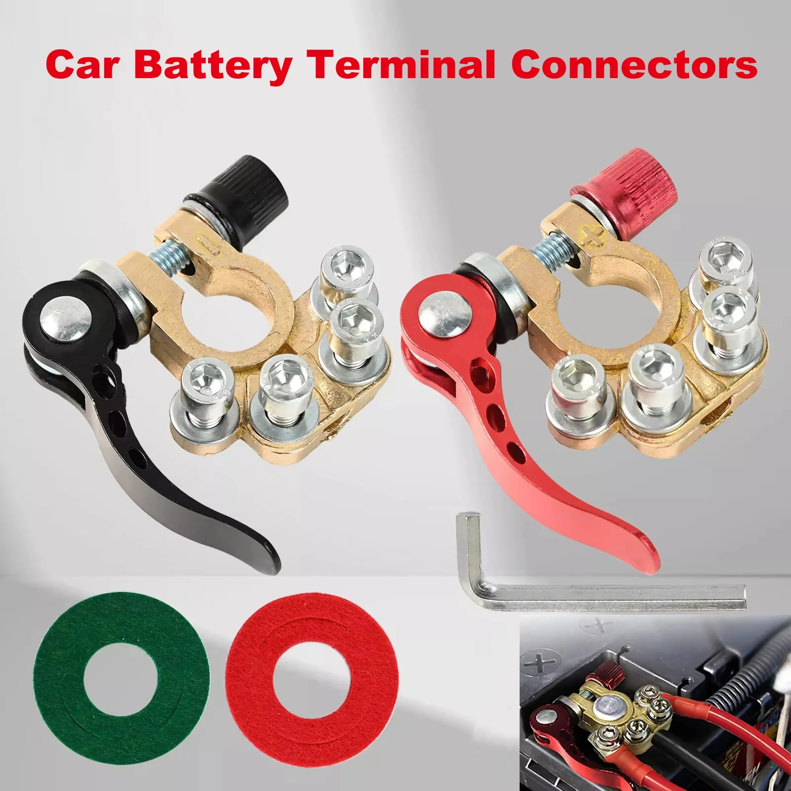 Universal Brass Battery Terminal Clamps Quick Release Car Battery Cable Ends Positive Negative for Car Truck RV