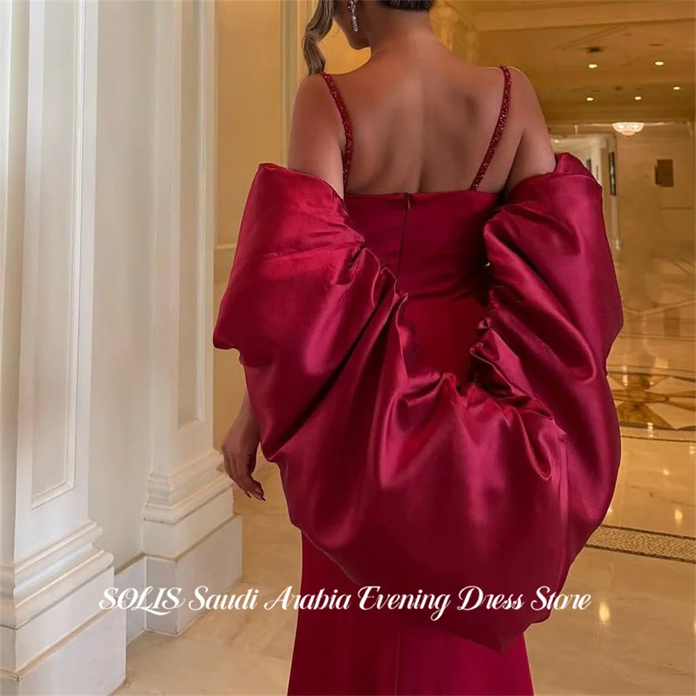

SOLIS Red Evening Dress Sweetheart Prom Dress Spaghetti Strap Party Dresses Detachable Sleeves Gala Dress for Women Customized