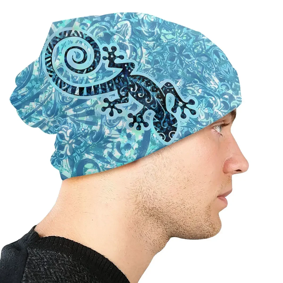 Gecko Blue Bonnet Homme Fashion Thin Skullies Beanies Czapki Jesień i zima Materiał poliestrowy Ciepła czapka z dzianiny
