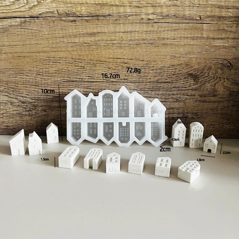 Nordic Style Small House Silicone Mold 12-hole House Candle Molds Mini Houses Plaster Concrete Cement Mould Aroma Soap Molds