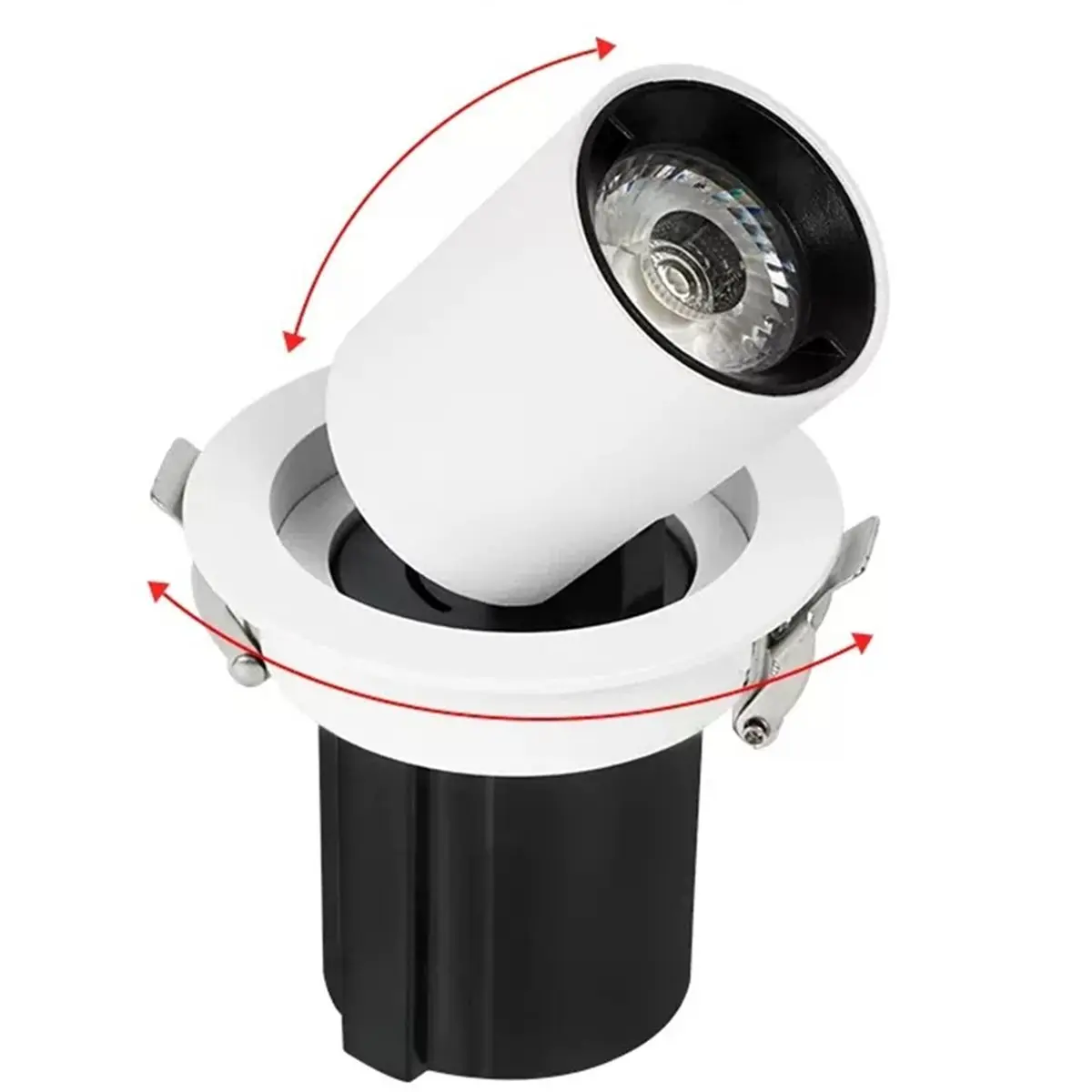 【~ Novo FDDT】Luminária de embutir LED extensível 12W, teto redondo de alumínio COB, foco ajustável para ambientes internos, branco