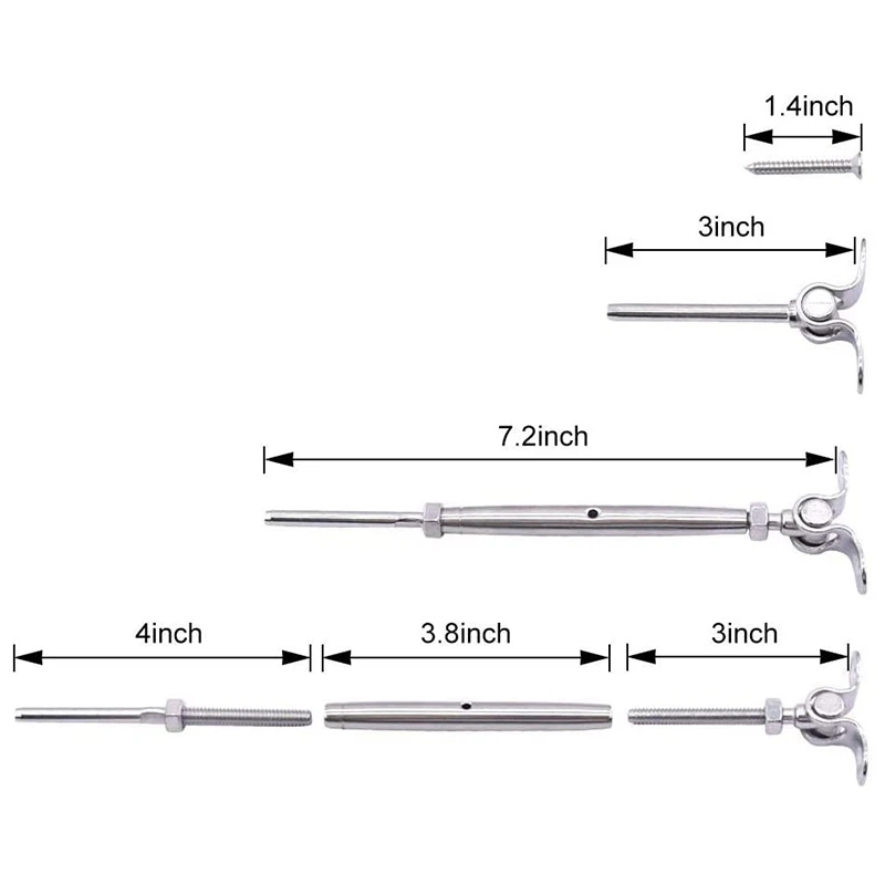 12 Pack T316 Stainless Steel Cable Railing Kits Fit 1/8Inch Stainless Steel Wire Rope Cable for Cable Railing Systems