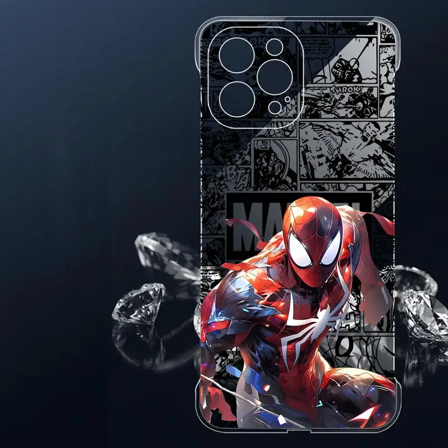 Marvel SpiderMan IronMan Phone Case for Apple iPhone 16 11 13 15 Pro 12 14 16 ProMax 13 12 15 14 Plus Transparent Capa Cover