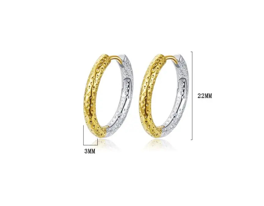 Real 925 Sterling Silver Textured Round Earrings for Women Girls Korean Fashion Vintage Jewelry Friends Gift Party image 6
