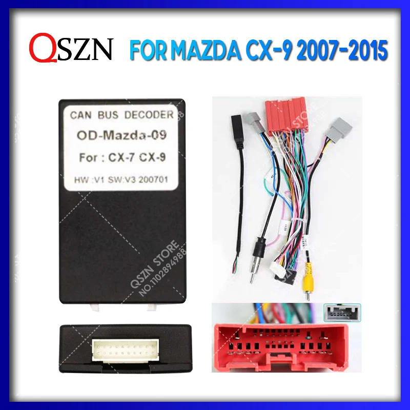 

QSZN For Mazda CX-9 CX 9 2007 - 2008 2009 2015 Android Car Radio Canbus Box Decoder Wiring Harness Adapter Power Cable OD-MZD-09