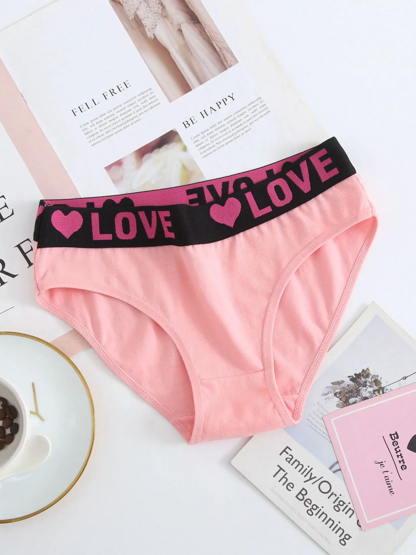 6 шт. женские бесшовные хлопковые стринги с буквенным принтом и низкой талией бикини