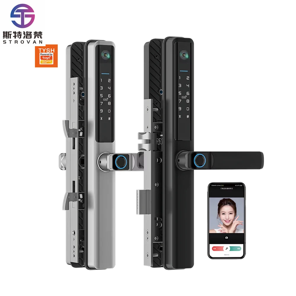 

STLF Tuya Aluminium Door Fingerprint Smart Lock View Outdoor IP66 Waterproof Wi-Fi Cloud Storage Wood Door Compatible