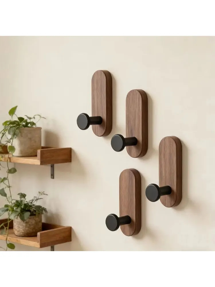 Neue selbstklebende Wandhaken aus Walnussholz zum Aufhängen von Manteln, Handtüchern, Kleidung, Hüten, Rucksäcken, Bademänteln, Schlüsselhalter und Organizer für den Eingangsbereich.