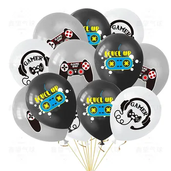 10/30Pcs Black White Play Game Balloons Video Game Controller Latex Balloon Happy…