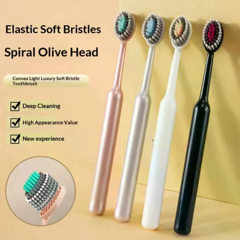 Combo Of 4 Soft Bristle Toothbrushes For Effectively Removing Plaque And Food Residue Convex Mountain Shaped ToothBrush