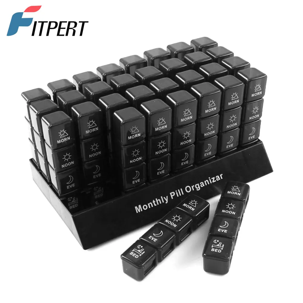 1Pc New Monthly Pills Organizer 4 Times A Day, 31 Day Pill Organizer with Daily Pill Box Organizer, One Month Medicine Pill Case