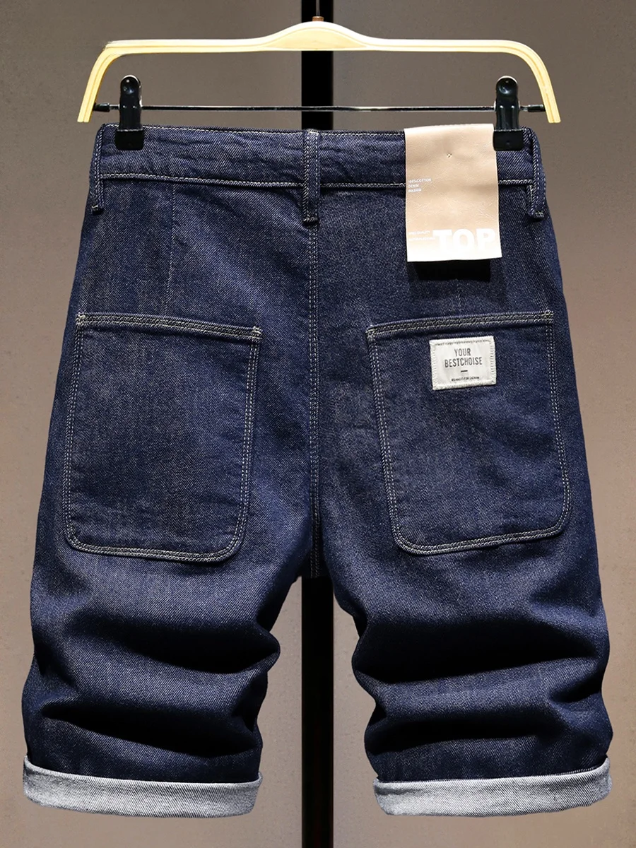 

Мужские джинсовые шорты премиум-класса, лето 2025: новые, свободные, эластичные, модные, повседневные, тонкие, длиной до колена, дышащие, прямого кроя