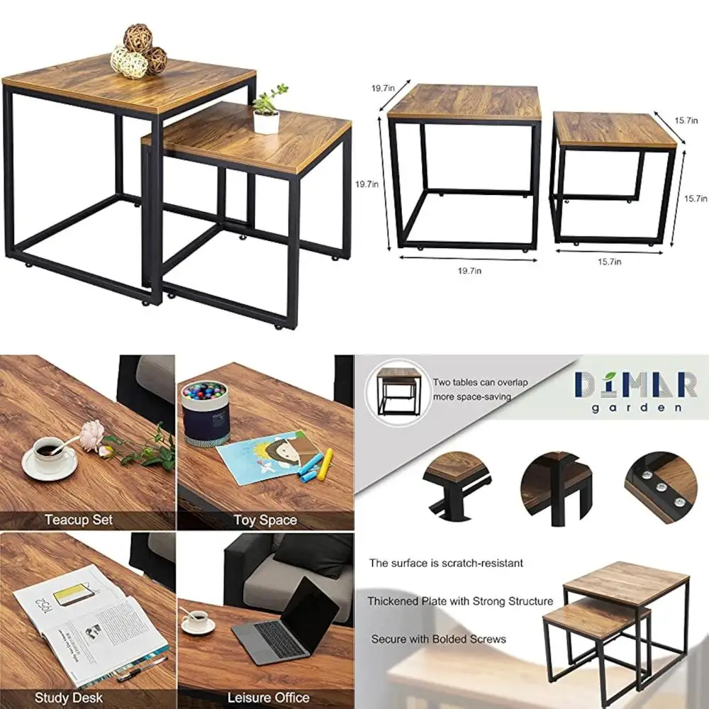 

Dimar Garden, комплект деревянных журнальных столиков, приставной столик для гостиной, стальной каркас