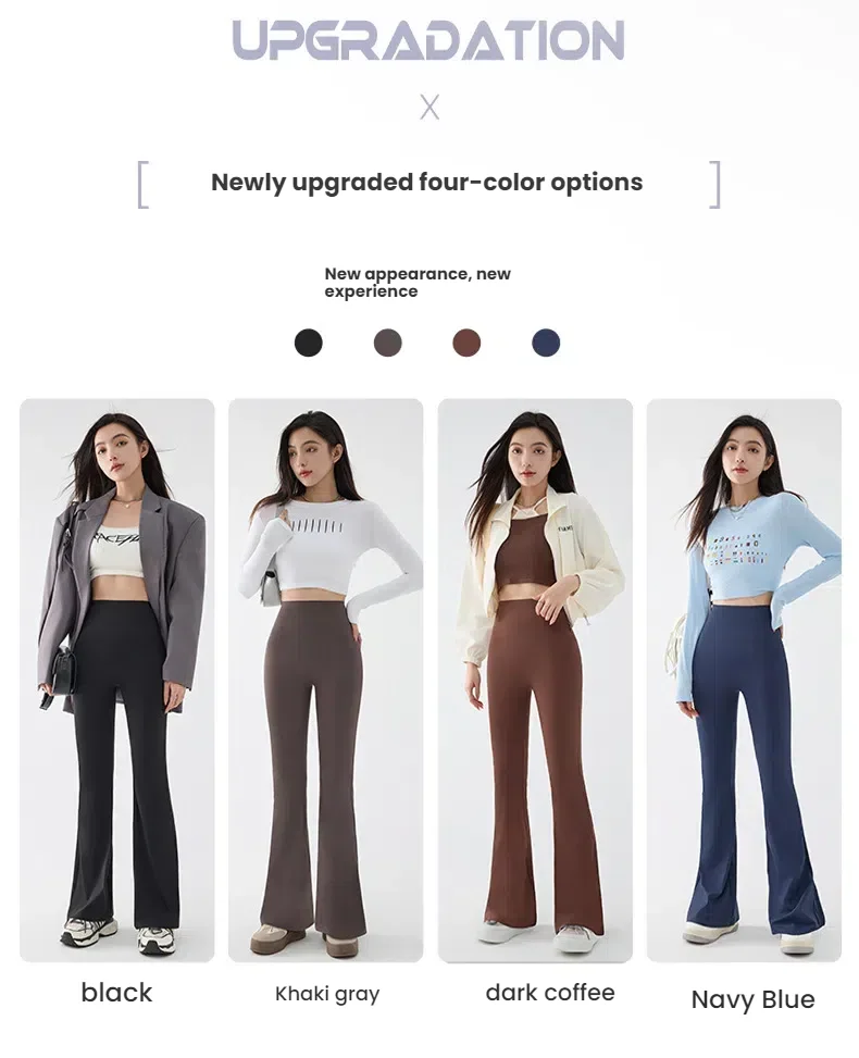 Neue High-Waist Schlaghose für Damen Sommer Dehnbare Bootcut-Hose Retro Casual Hosen Streetwear Damenkleidung – Detail 1