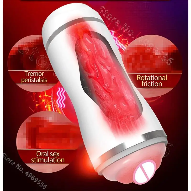 12 Frequency Double Head Male Masturbation Cup Magnetic Suction Oral Pussy Sexy Vaginal Masturbator Vibration Sex toys for Men