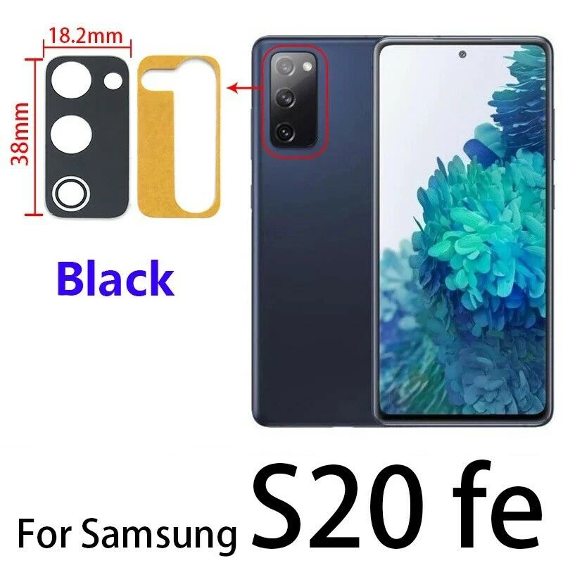 For Samsung Galaxy S20 FE S20fe Back Camera Lens Glass With Frame And Adhesive Sticker Replacement Parts