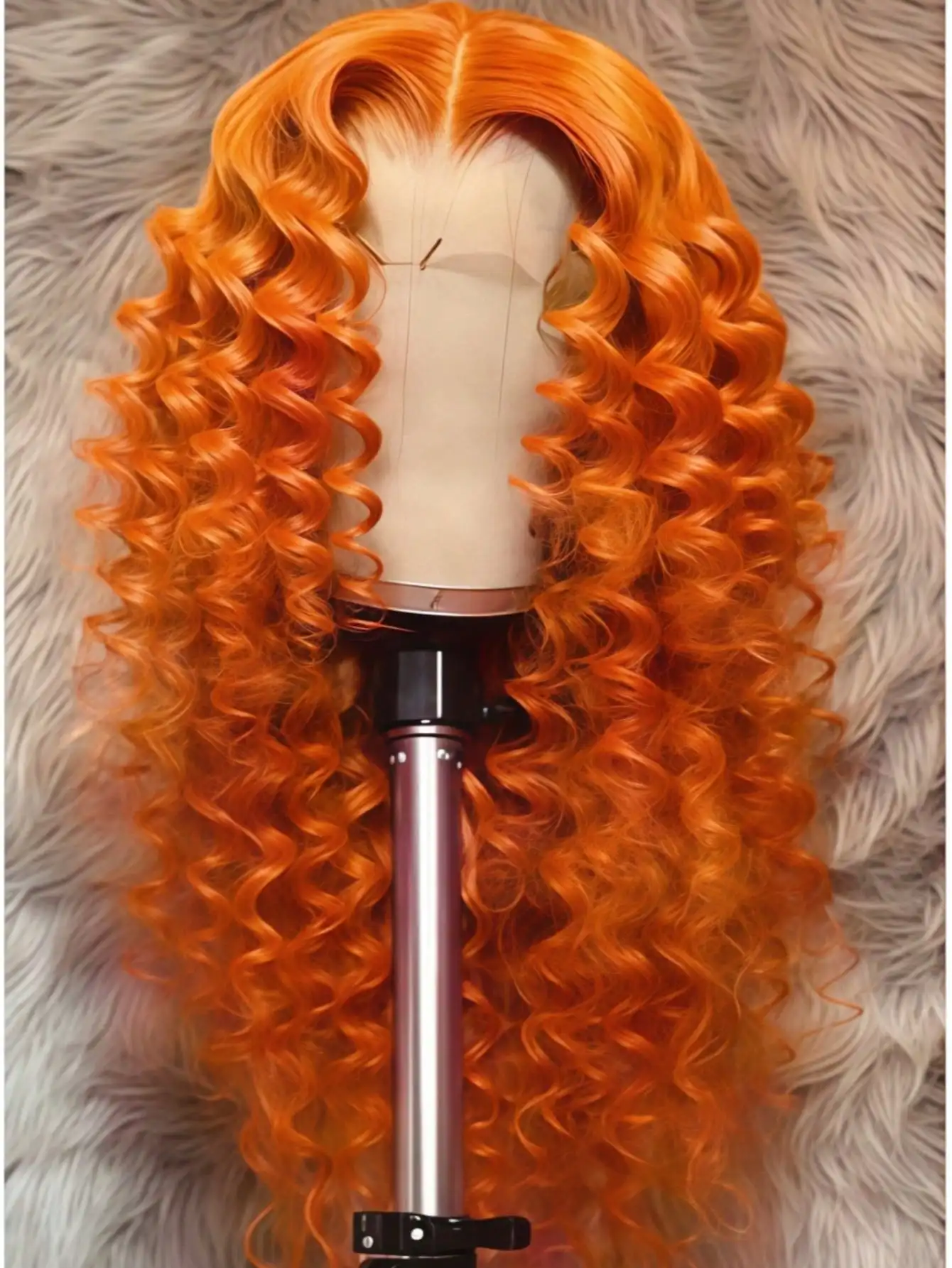 

Парик из натуральных волос 350 Ginger Orange Deep Wave для женщин, 13x4 HD, с прозрачной кружевной передней частью, предварительно проработанной линией роста волос и детским волосом