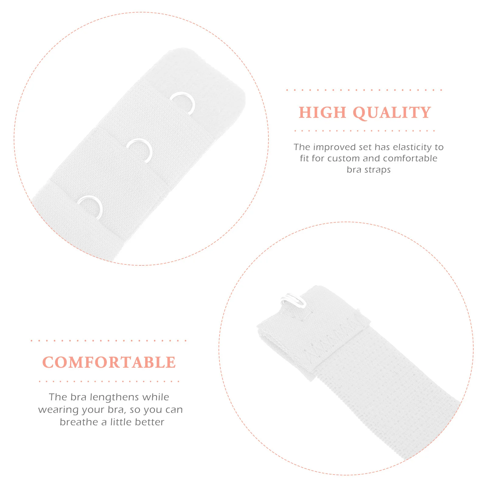 

20Pcs Elastic Bra Extenders Stainless Steel 1 Hook 3 Rows Adjustable Comfortable Extension Bra Straps Underwear Accessories