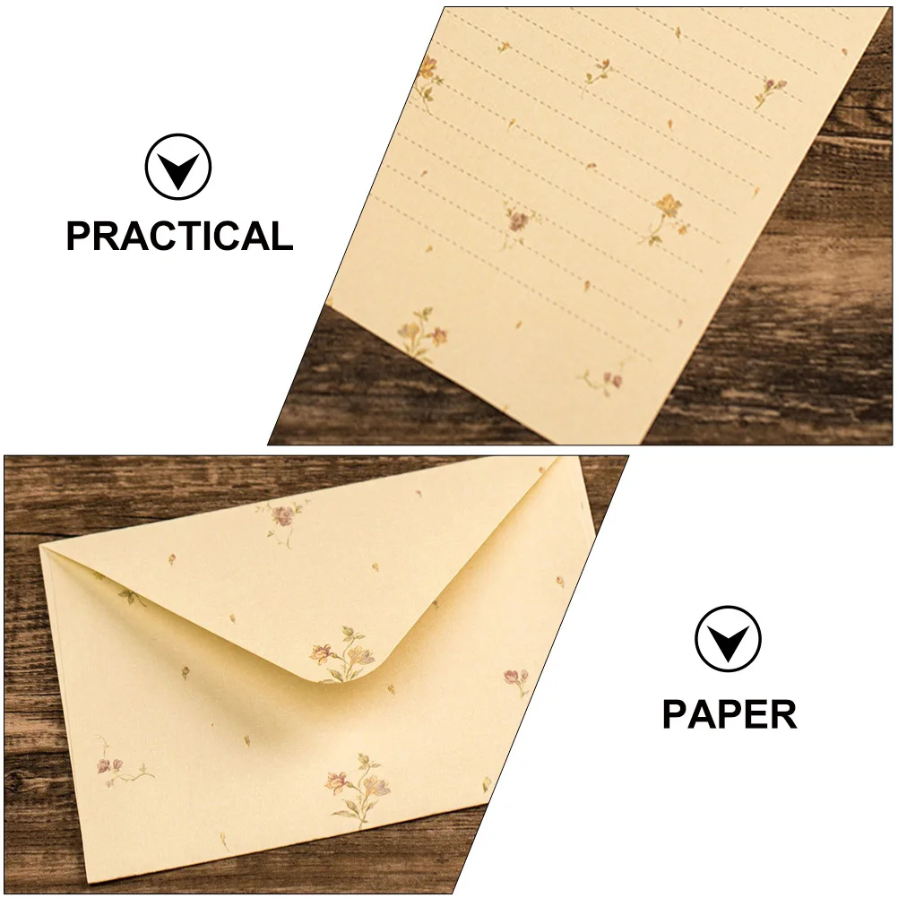 

1Set Floral Letter Paper Envelopes Set Writing Paper for Invitations Greeting Cards Wedding Birthday Letter Writing Gift