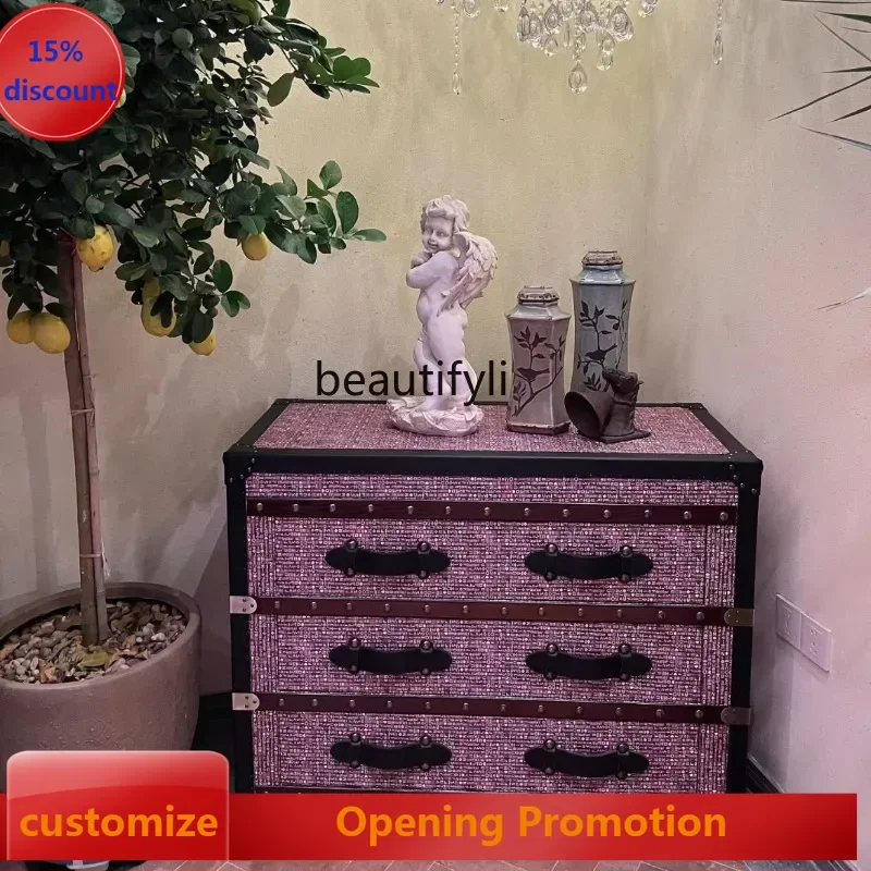 ss8350 Super beautiful ice plum powder light luxury retro temperament side cabinet advanced decorative cabinet display cabinet