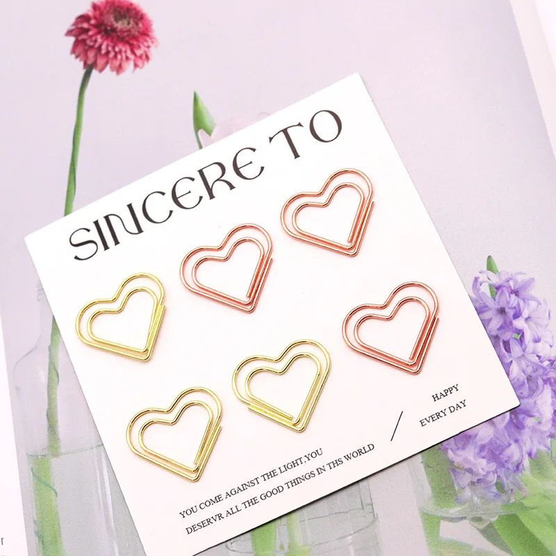 30pcs/set Metal Paper Clips Hearts Mini Binder Clip Bookmark Book Binding Note Decor Stationery School Office Binding Supplies