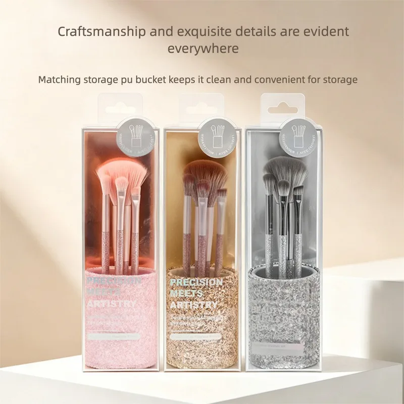 

4 Makeup Brushes, A Complete Set Of 4 Facial Brushes, A Set Of Loose Powder Brush, Blush Brush And Eyebrow Brush