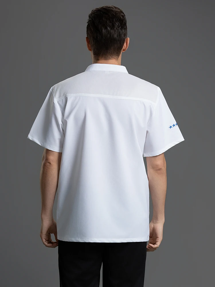Men Chef Short sleeves uniform kitchen Restaurant chef coat Shirt Bakery Breathable Chef Dress Summer Chef Jackets