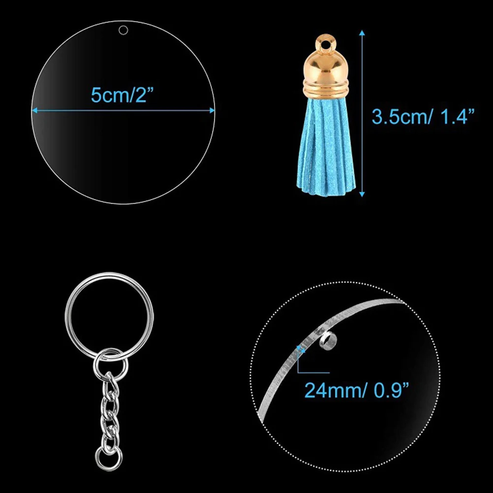 

90pcs Acrylic Keychain Kit Colorful Tassel Pendant Diy Keyring Accessories For Bag Key Jewelry Craft Supply Decorative Charm