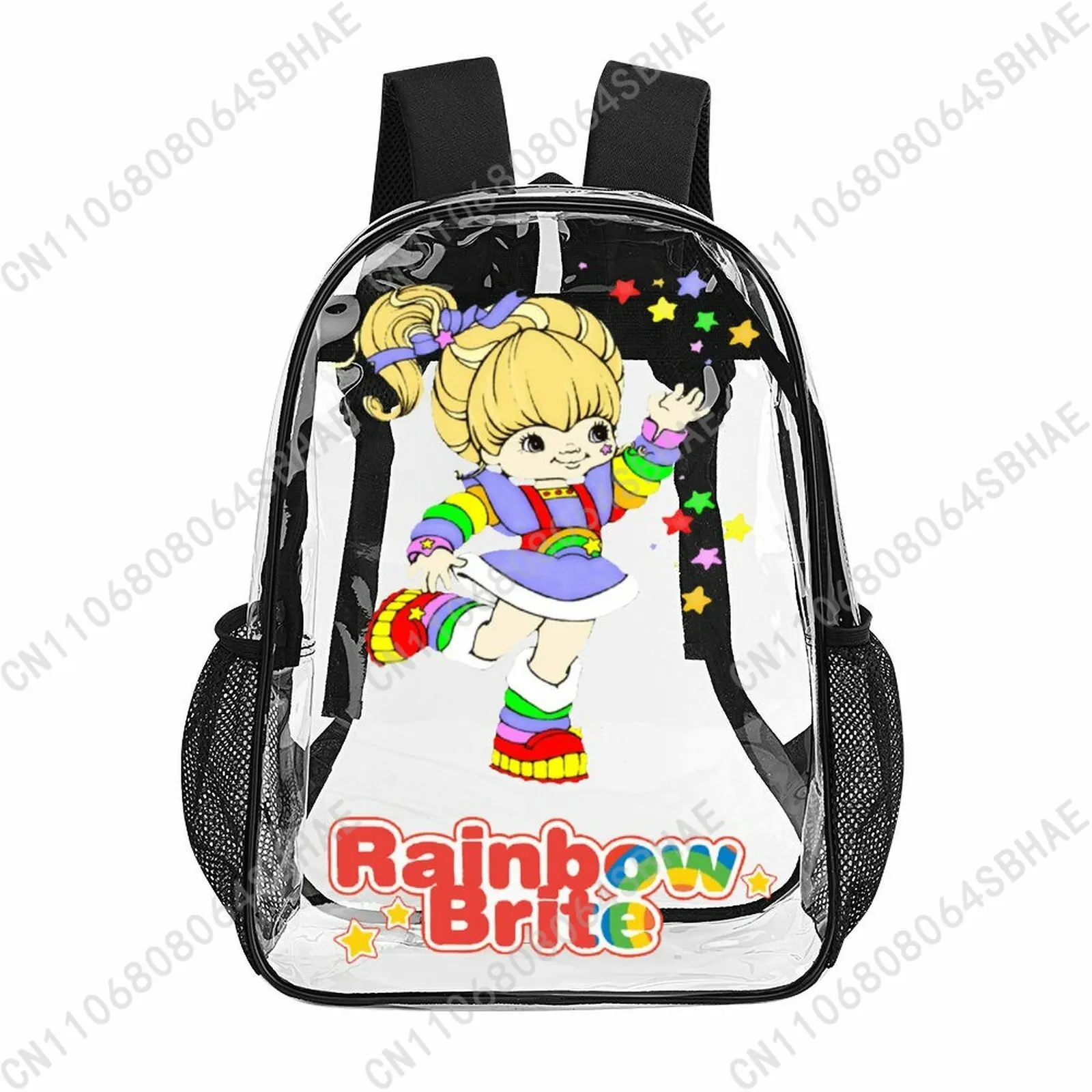 

Brite Rainbow Trendy 17 Inch Clear Backpack for Teenage Girls Boys Personalized Name Transparent School Bag Cool PVC Gifts