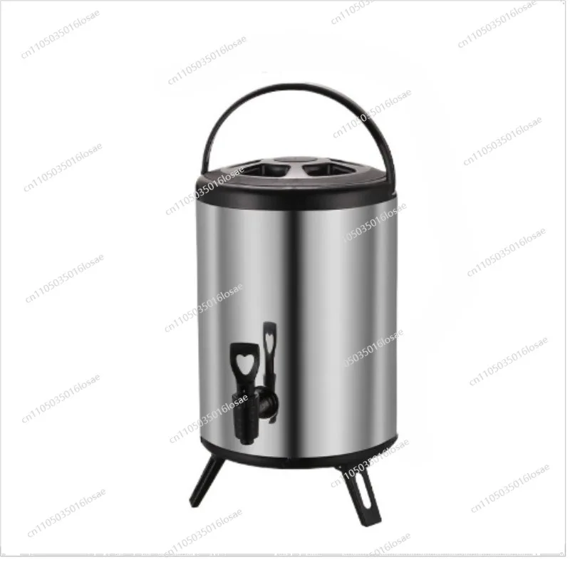 304 Stainless Steel Milk Tea Bucket Thermal Insulation Bucket Double Plastic Coffee Soy Milk Bucket Breakfast 6L
