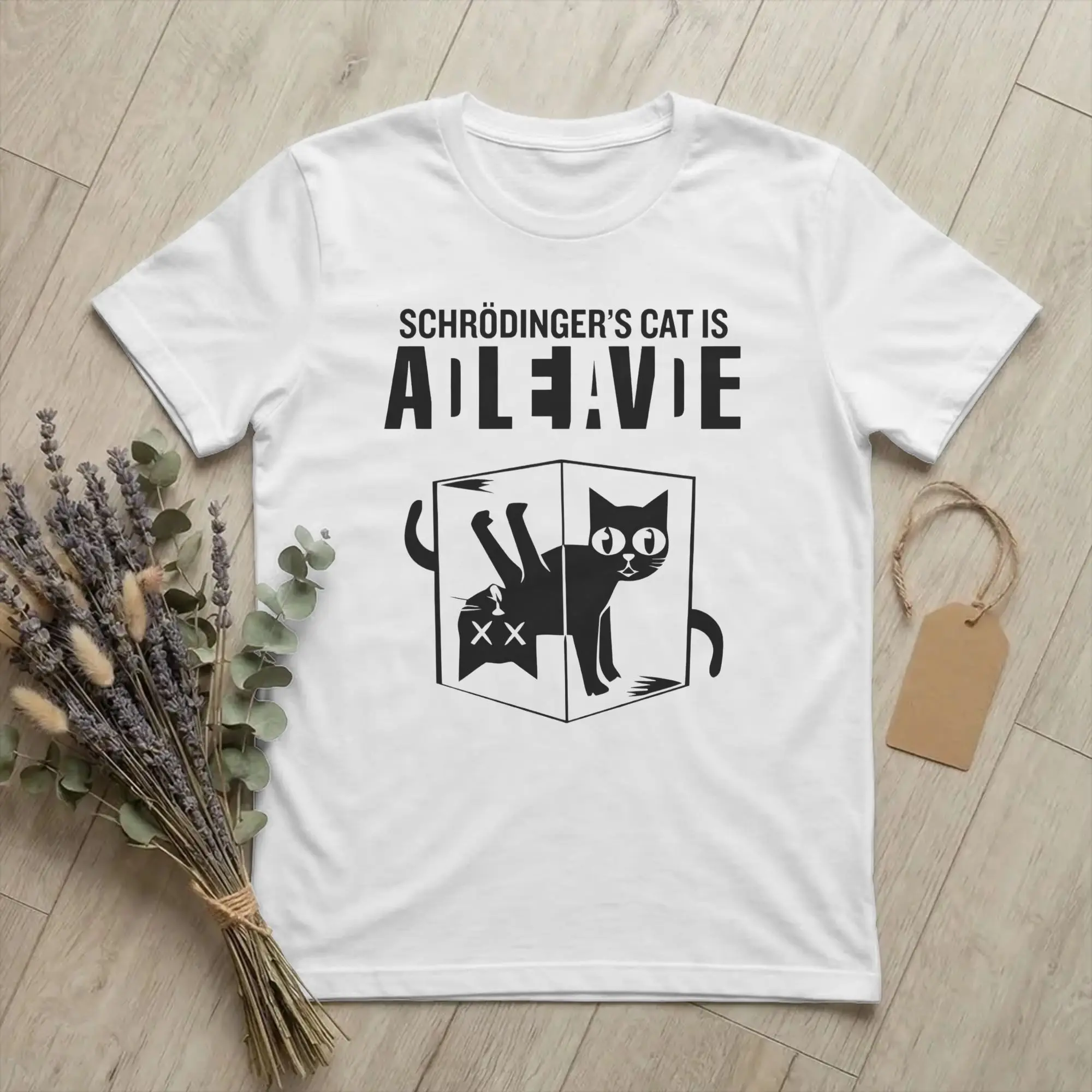 T-shirts pour hommes Wanted Dead and Alive Scrodinger's Cat, t-shirts à la mode scientifique, à manches courtes, col rond, en coton, grande taille