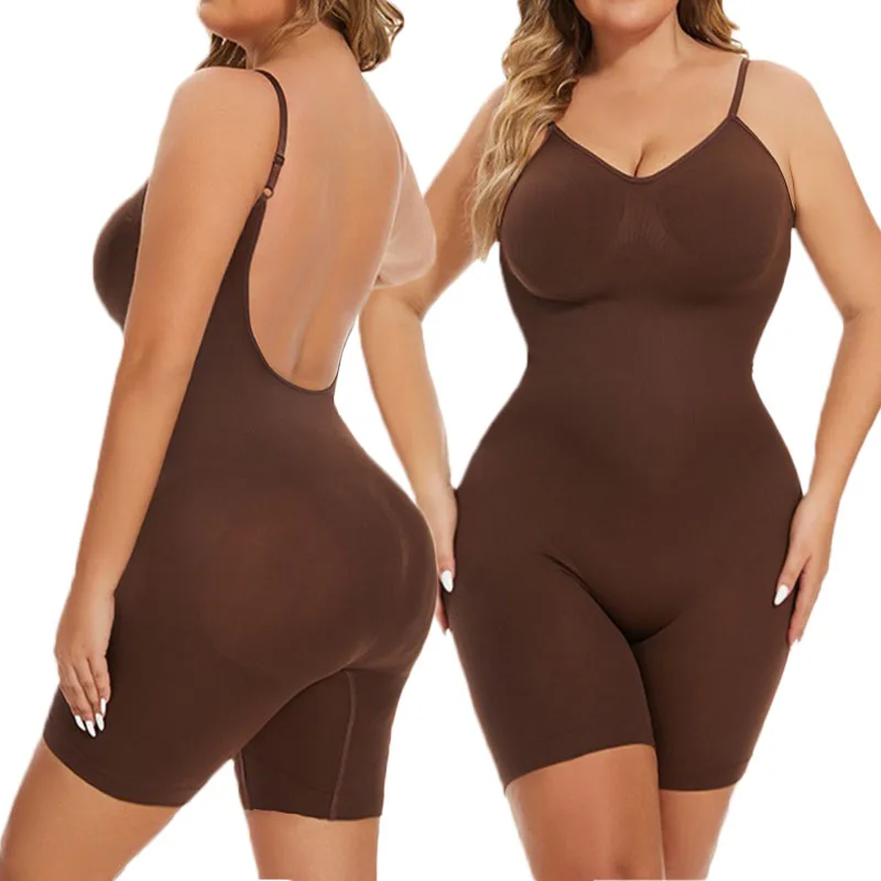 GUUDIA Bodysuits Full Coverage Shapewear Thigh Slim Body Suit Low Back Body Shaper Backless Jumpsuit Seamless Shapers Slimmer