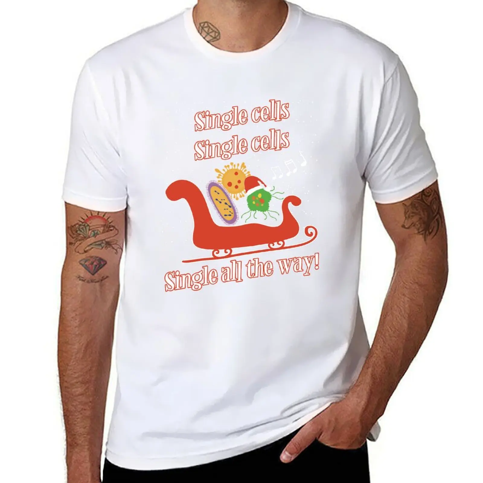 

SINGLE CELLS Funny Science Biology Nerd for Christmas T-Shirt t shirts cotton 100% man tshirt T-Shirt