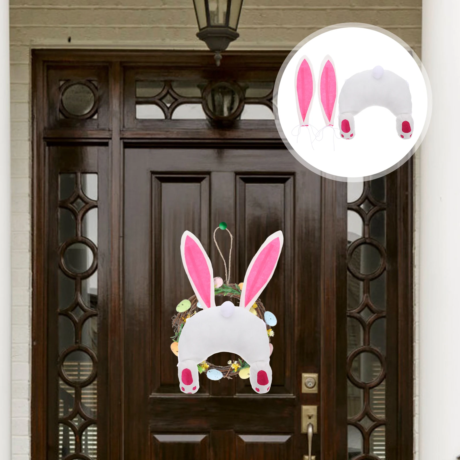 

1 Set Easter Bunny Butt Ears Diy Wreath Craft Attachment Soft Flannel Rabbit Tail Ear Decor Garland Supplies Indoor Outdoor