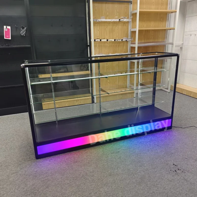 Custom.70 ''full showcase display cabinet frame tempered glass slide doordisplay glass showcase for retail