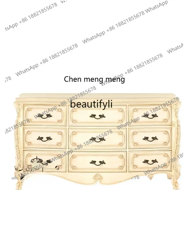 

20031European Style French Style Solid Wood Chest of Drawers American Country Retro Distressed Locker Simple European High-EndQ