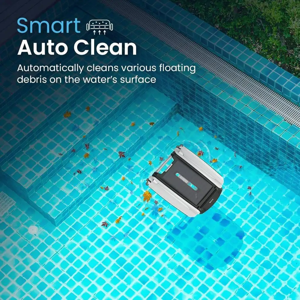 Solar Powered Robotic Pool Skimmer Cleaner Automatic 30 Hour Battery Deep Cleaning with Carrying Bag Eco Friendly Debris Removal