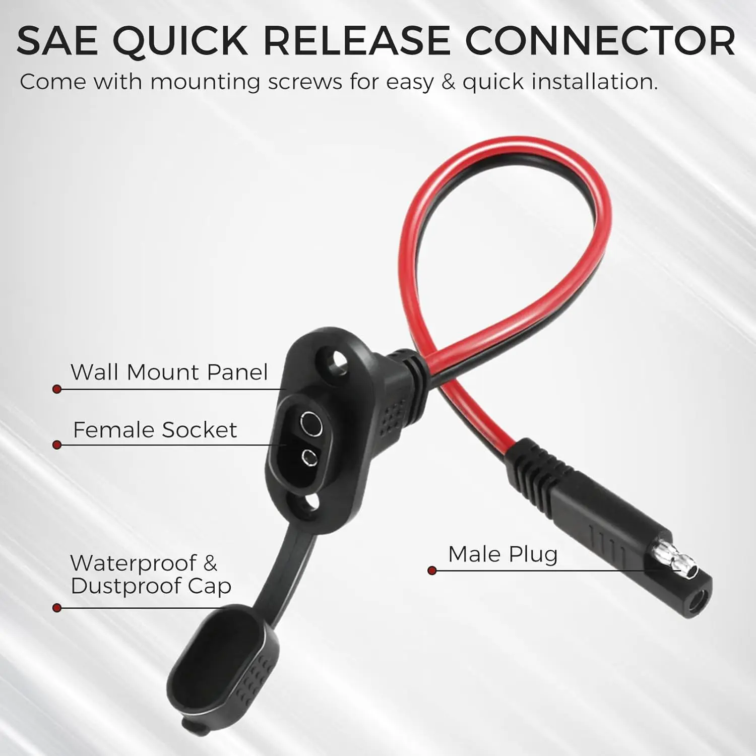 2 قطعة SAE موصل سريع يسخر 12AWG SAE محول ذكر التوصيل إلى أنثى المقبس كابل لشاحن بطارية مولد الطاقة الشمسية #3