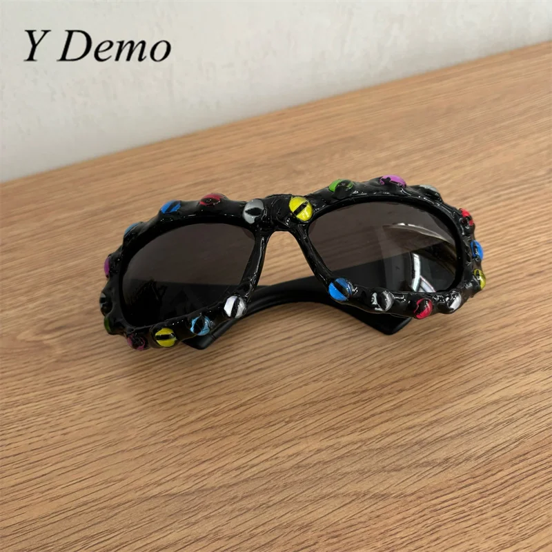 Y Demo Handmade Creepy Eyes Punk occhiali da sole decorativi in plastica Harajuku Cosplay Eyewear