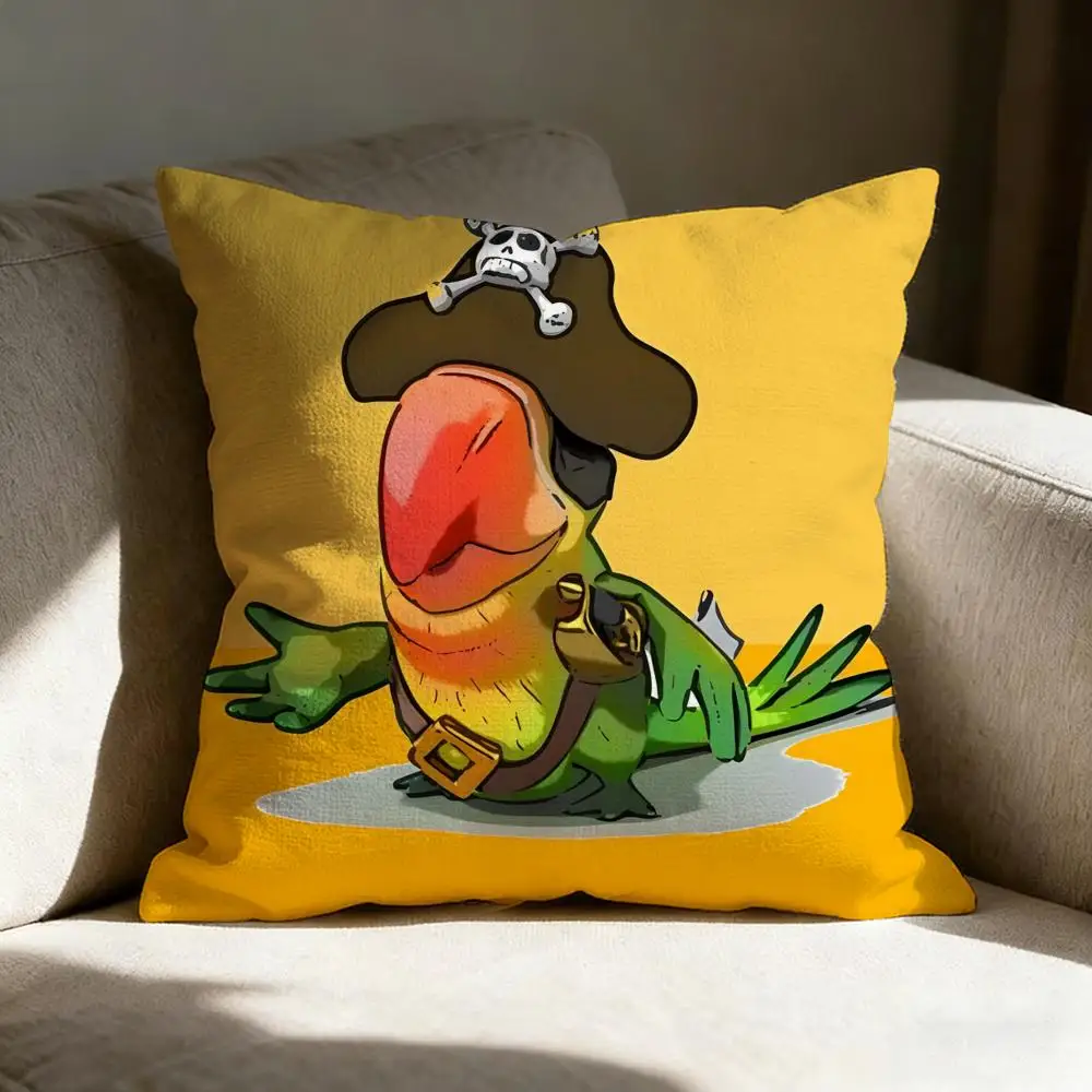 Fotografia 4: Capa de Almofada de Linho com Estampa de Papagaio Pirata, Capa para Sofá, Sala de Estar, Banco, Pátio, Decoração de Casa