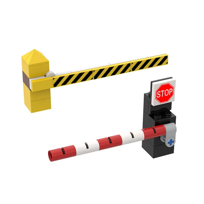 Children's Educational MOC Building Blocks: City Rail Guardrail Train Rail Passage Stop Parking Barrier Gate and Toy Model