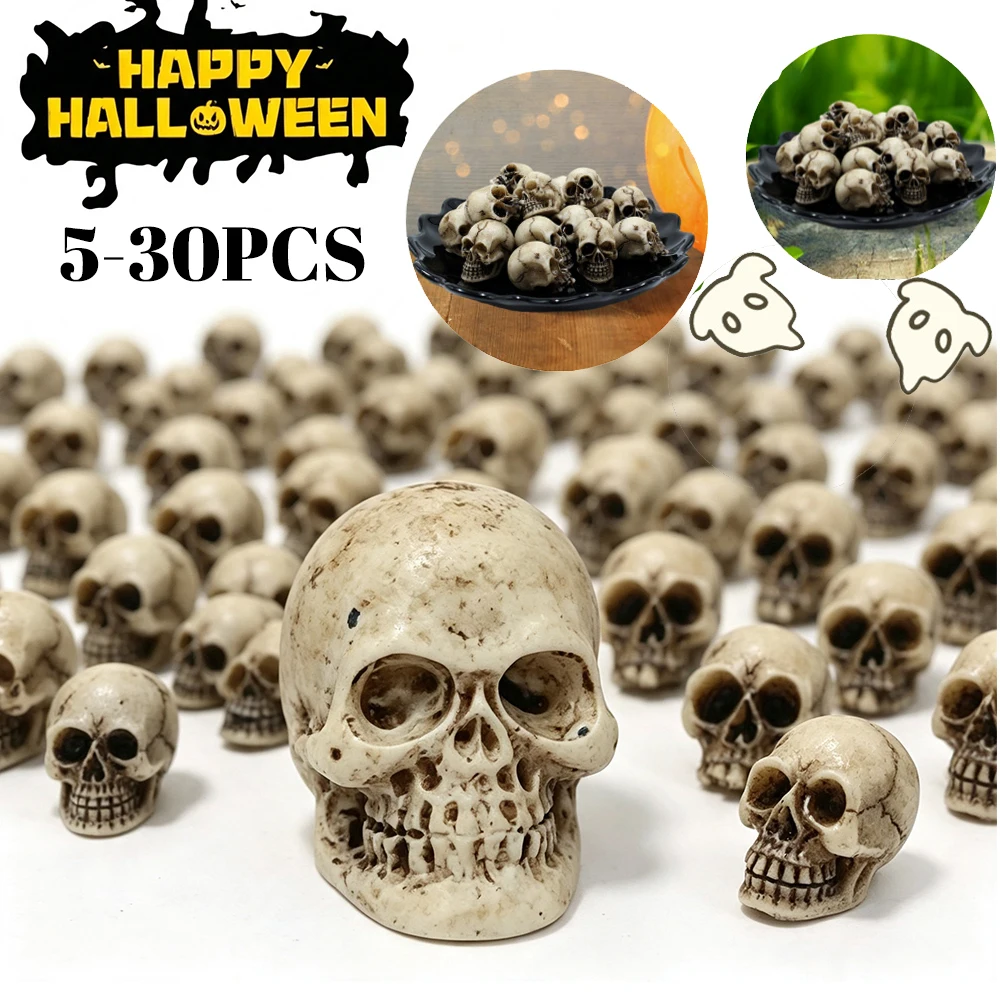 Smart Garden Mini - 5-30 Stück Mini-Schädelskulpturen Halloween-Landschaftsgarten Topfpflanzendekoration Miniatur-Grabstein